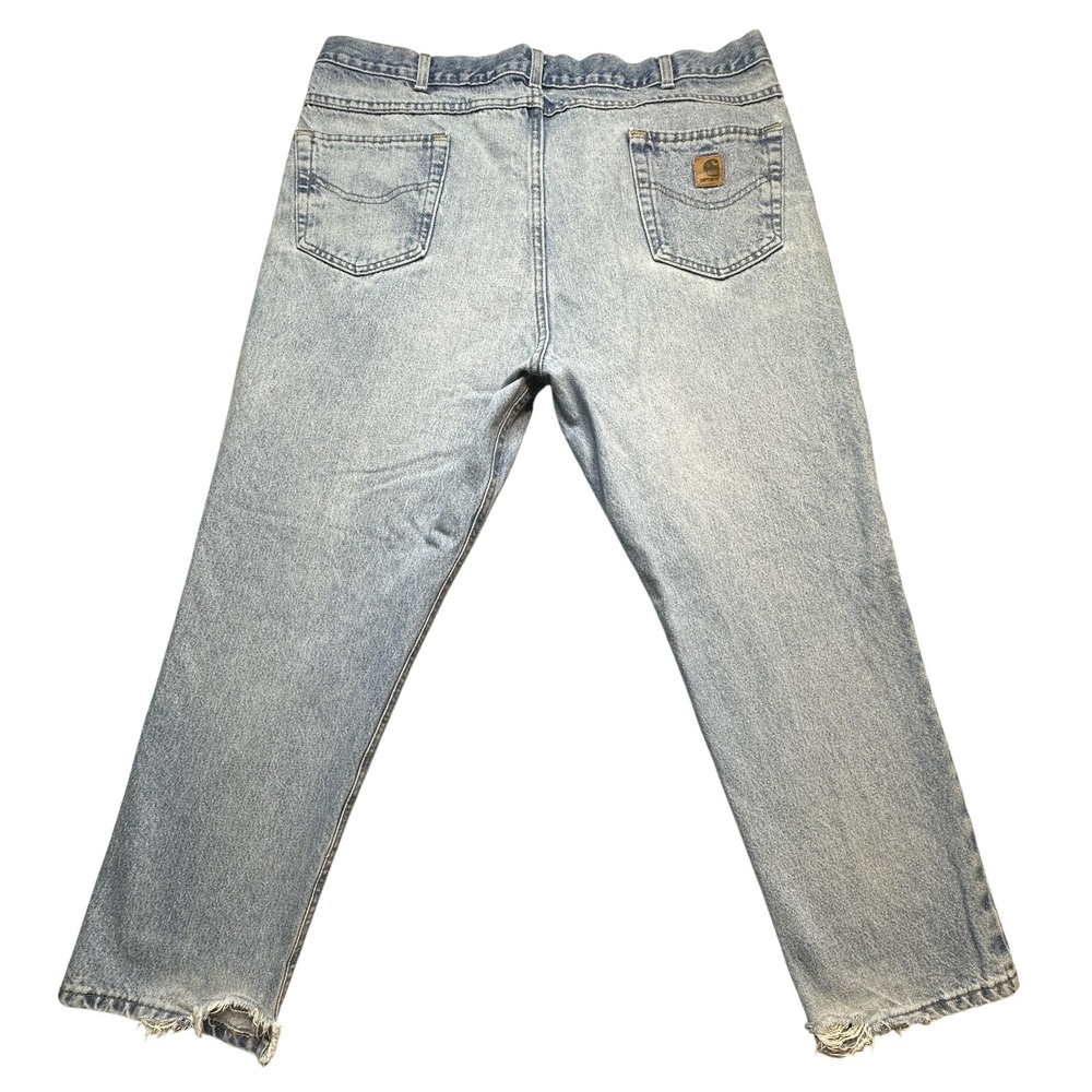 Carhartt Jeans Mens 41x29 Blue Denim Relaxed Fit Distressed Workwear Pants